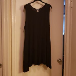 Black dress. Stretchy. Swim cover up. Sleeveless w pockets. Longer on sides